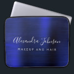 Funda Para Portátil Profesional de negocios de monograma metálico azul<br><div class="desc">Moderno Funda de publicidad promocional (promocional) de Monograma elegante sin inoxidable metálico de la Marina Azul Faux o Sleeve. Este elegante funda profesional de informática empresarial se puede personalizar para incluir su nombre de firma de escritura monogramada y su profesión o puesto de trabajo.</div>