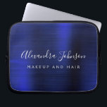 Funda Para Portátil Profesional de negocios de monograma metálico azul<br><div class="desc">Moderno Funda de publicidad promocional (promocional) de Monograma elegante sin inoxidable metálico de la Marina Azul Faux o Sleeve. Este elegante funda profesional de informática empresarial se puede personalizar para incluir su nombre de firma de escritura monogramada y su profesión o puesto de trabajo.</div>