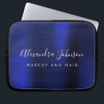 Funda Para Portátil Profesional de negocios de monograma metálico azul<br><div class="desc">Moderno Funda de publicidad promocional (promocional) de Monograma elegante sin inoxidable metálico de la Marina Azul Faux o Sleeve. Este elegante funda profesional de informática empresarial se puede personalizar para incluir su nombre de firma de escritura monogramada y su profesión o puesto de trabajo.</div>