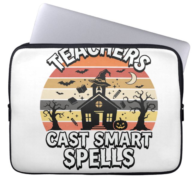 Funda Para Portátil Profesor de Halloween Fantasmadas Inteligentes (Frente)