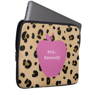 Funda Para Portátil Profesor rosado de Apple del estampado leopardo