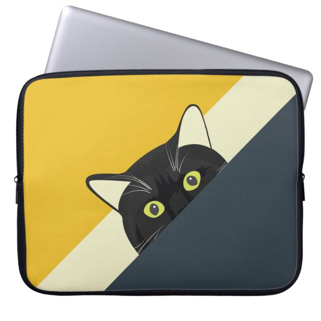 Funda Para Portátil Protección de efectos: gato negro (Frente)