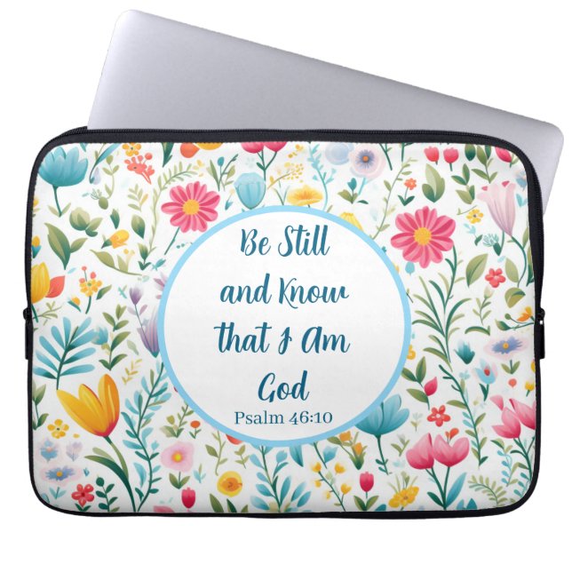 Funda Para Portátil Psalm 46:10 Floral Electronic Bag (Frente)