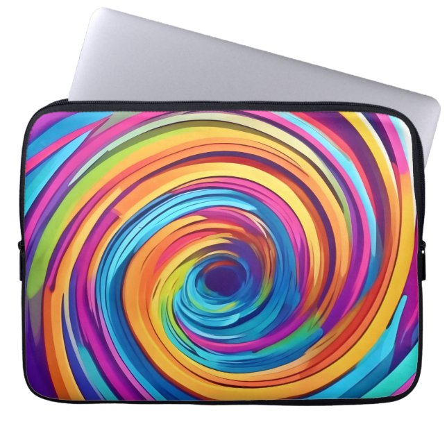 Funda Para Portátil Psicodélico giro de los cascos arcoiris (Frente)