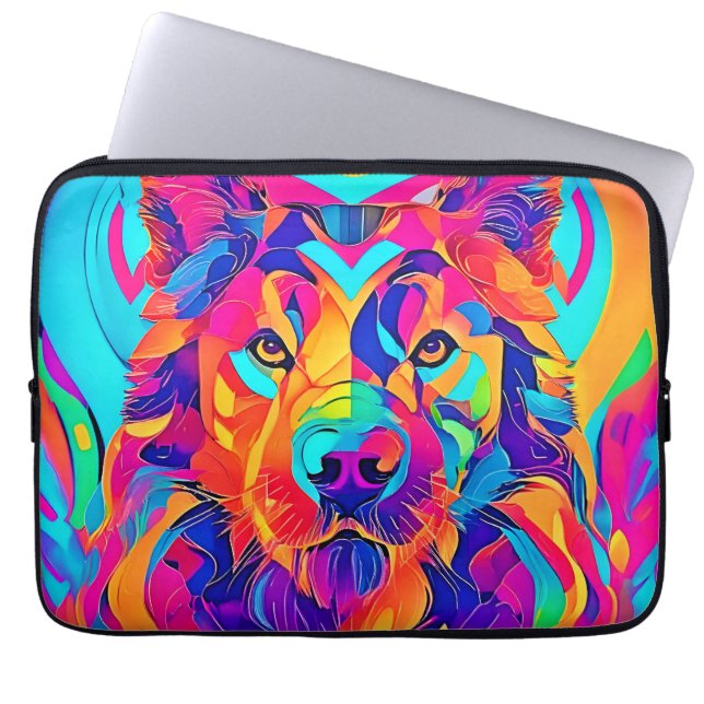 Funda Para Portátil Psychedelic Wolf Majesty (Frente)
