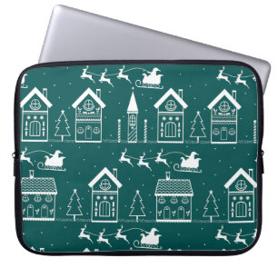 Funda Para Portátil Pueblo navideño nórdico nevado