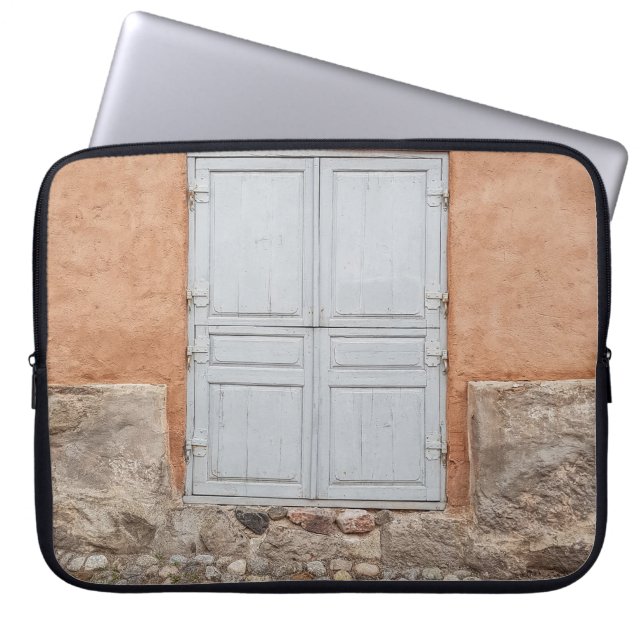 FUNDA PARA PORTÁTIL PUERTA DE MADERA GRIS (Frente)