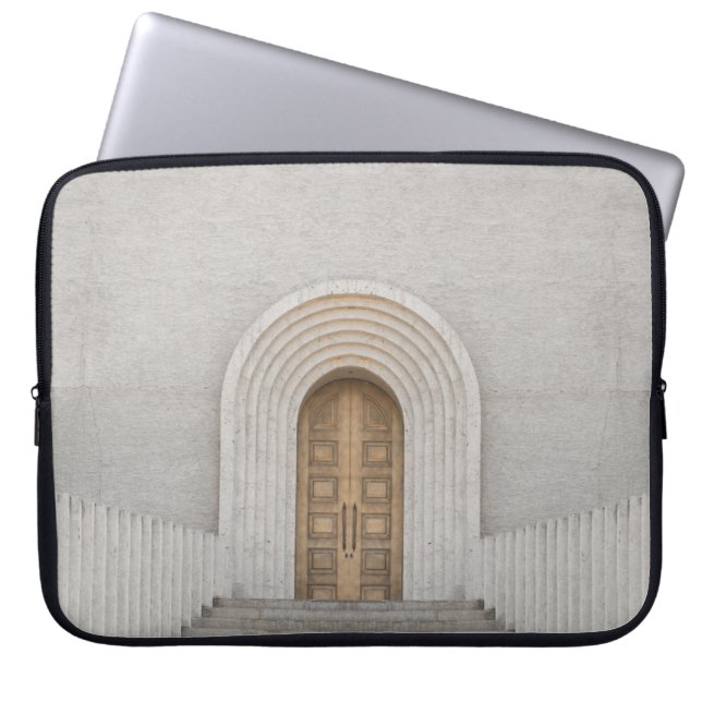 FUNDA PARA PORTÁTIL PUERTA DE MADERA MARRÓN (Frente)