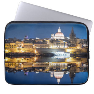 Funda Para Portátil Puerto de la ciudad vieja de La Valeta por la noch