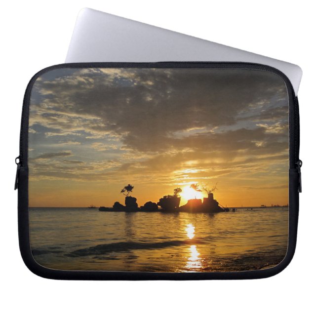 Funda Para Portátil puesta de sol en la isla (Frente)
