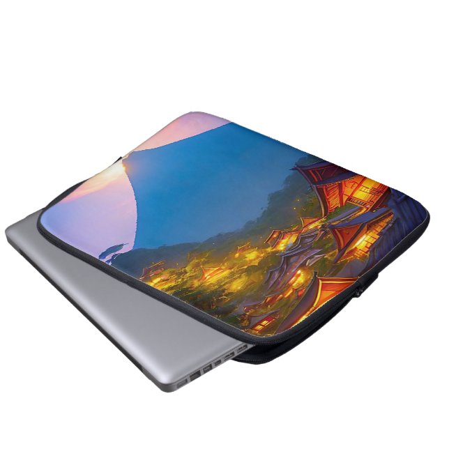 Funda Para Portátil Puesta de sol en una aldea indonesia (Inferior anverso)
