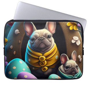 Funda Para Portátil Pug Adorable con Huevos de Pascua Festivo y Lindo