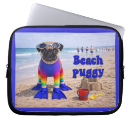 Funda Para Portátil Pug de la Playa