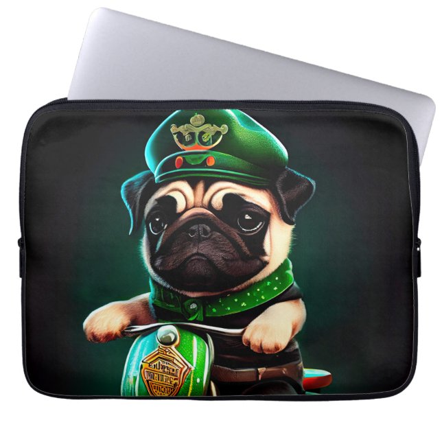 Funda Para Portátil Pug Dog Driving Bike St. (Frente)