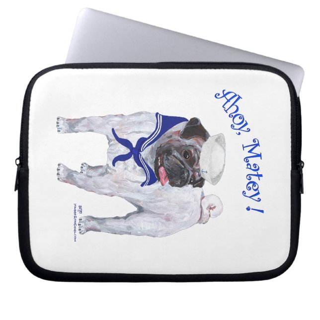 Funda Para Portátil Pug Marinero (Frente)
