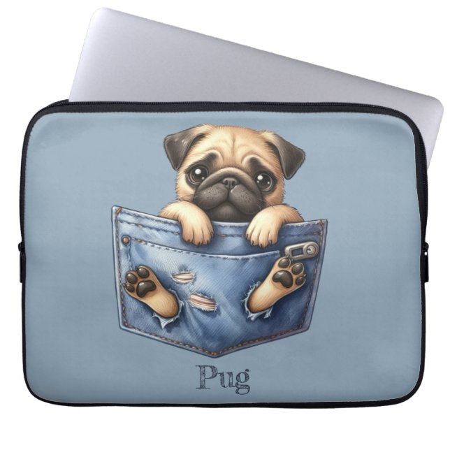 Funda Para Portátil Pug Pocket Dog (Frente)