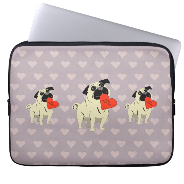 Funda Para Portátil Pug sé mi San Valentín (Frente)