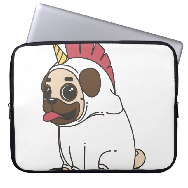 FUNDA PARA PORTÁTIL PUG UNICORN (Frente)
