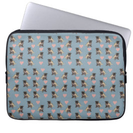 Funda Para Portátil Pugs y corazones