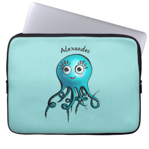 Funda Para Portátil Pulpito de dibujos animados azul lindo - Criatura