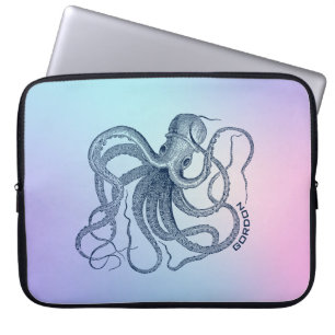 Funda Para Portátil Pulpo azul con rosa y azul oscuro