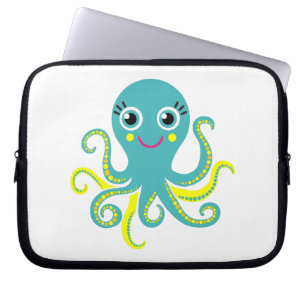 Funda Para Portátil Pulpo azul y amarillo
