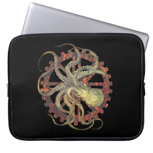 Funda Para Portátil Pulpo de vapor y engranaje de relojería rusto