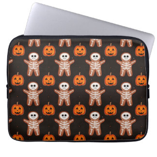 Funda Para Portátil Pumpkins and Skeleton Gingerbread Halloween Design
