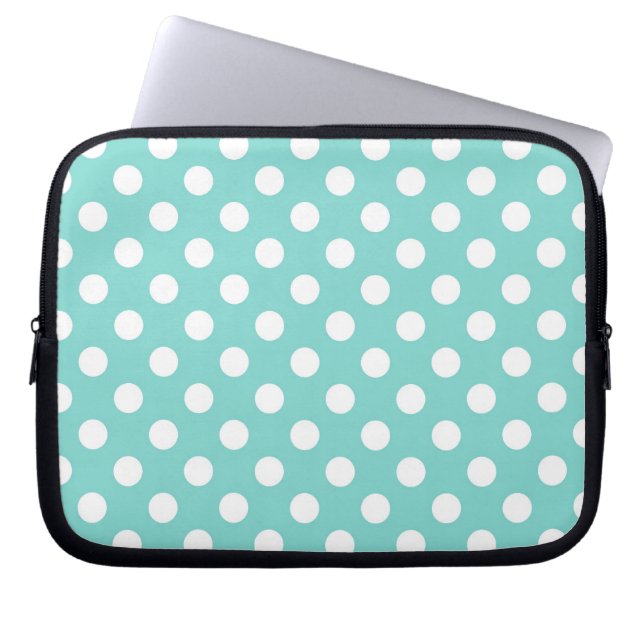 Funda Para Portátil Punto de Polka Azul (Frente)