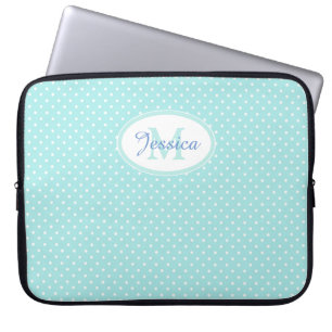 Funda Para Portátil Punto de Polka azul Pastel Personalizado
