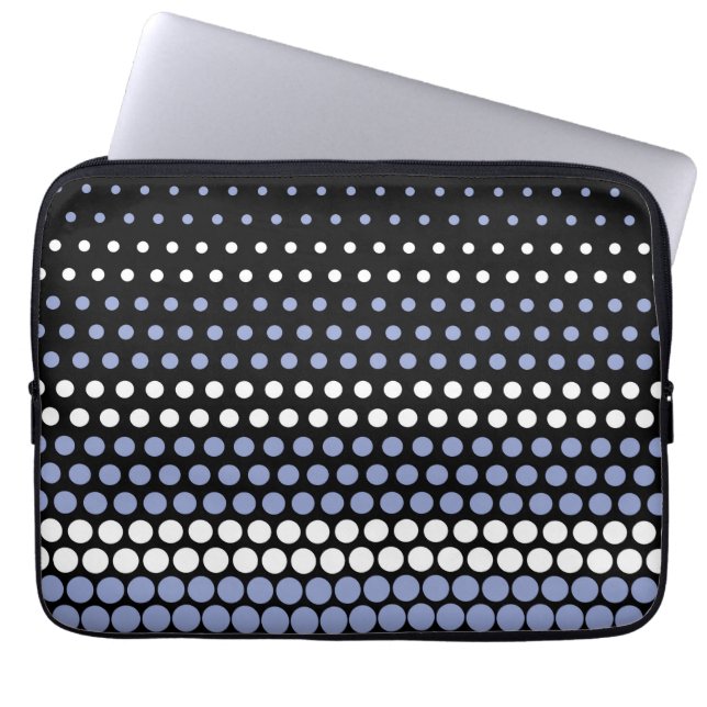 Funda Para Portátil Punto de polka blanco y blanco (Frente)