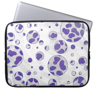 Funda Para Portátil Punto de Polka blanco y púrpura dálmata