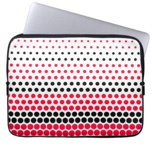 Funda Para Portátil Punto de polka negro y rojo carmín