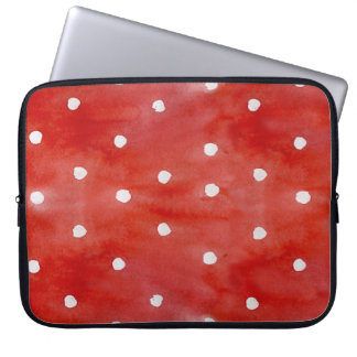 Funda Para Portátil Punto de polka rojo, acuarela sin costuras.
