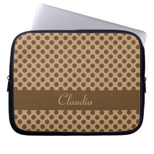 Funda Para Portátil Punto Polka Marrón