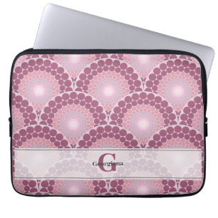 Funda Para Portátil Punto Rosa de color rosa rosado con  monogramado M
