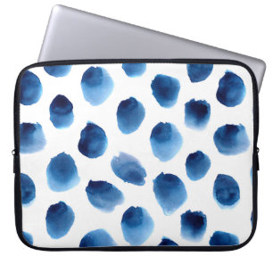 Funda Para Portátil Puntos azules de color de agua: mano sin costura