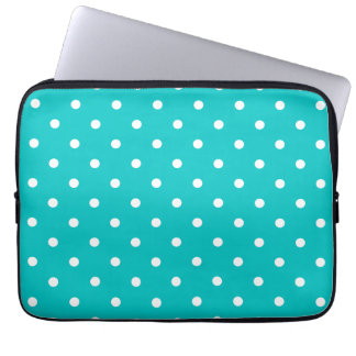 Funda Para Portátil Puntos blancos, Verde azulado patrón de puntos de 
