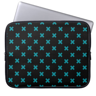 Funda Para Portátil puntos cruzados verde azulados sobre negro