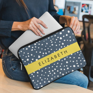 Funda Para Portátil Puntos Dalmacianos Azules de la Marina, Puntos, Do
