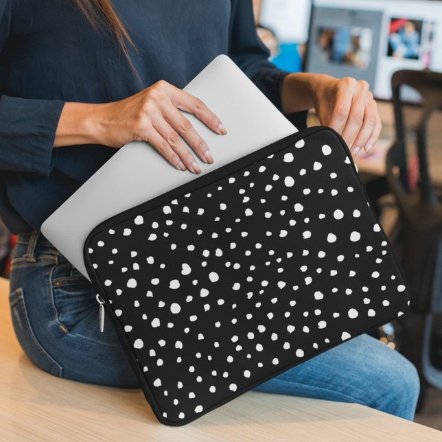 Funda Para Portátil Puntos dálmatas, puntos dálmatas, blanco y negro (Subido por el creador)