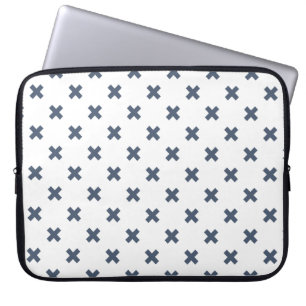 Funda Para Portátil Puntos de cruz gris azulado sobre blanco