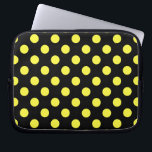 Funda Para Portátil Puntos de polka amarillos sobre fondo negro<br><div class="desc">Puntos de polka amarillos sobre fondo negro</div>