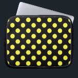 Funda Para Portátil Puntos de polka amarillos sobre fondo negro<br><div class="desc">Puntos de polka amarillos sobre fondo negro</div>