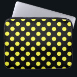 Funda Para Portátil Puntos de polka amarillos sobre fondo negro<br><div class="desc">Puntos de polka amarillos sobre fondo negro</div>
