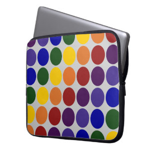 Funda Para Portátil Puntos de polka arcoiris sobre gris