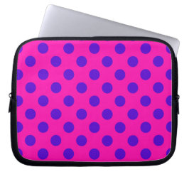 Funda Para Portátil Puntos de polka azul en fuchsia