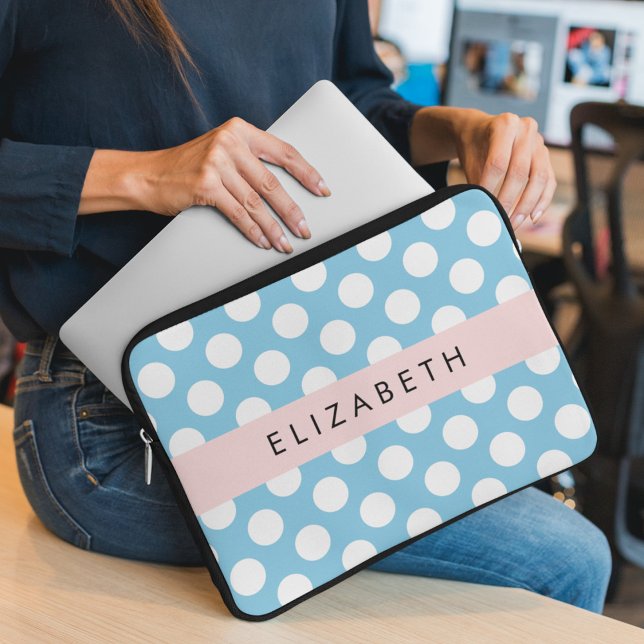 Funda Para Portátil Puntos de Polka Azul, Patrón de Punto de Polka, Su (Subido por el creador)
