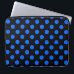 Funda Para Portátil Puntos de polka azul y negro<br><div class="desc">Puntos de polka azul y negro</div>