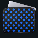 Funda Para Portátil Puntos de polka azul y negro<br><div class="desc">Puntos de polka azul y negro</div>